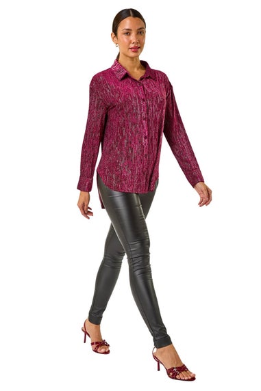 Roman Wine Shimmer Textured Stretch Shirt