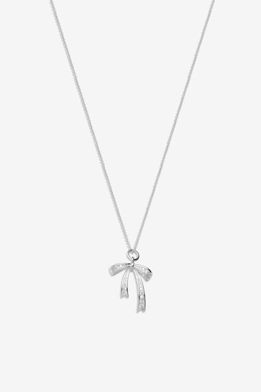 Simply Silver Sterling Silver 925 Cubic Zirconia Bow Pendant