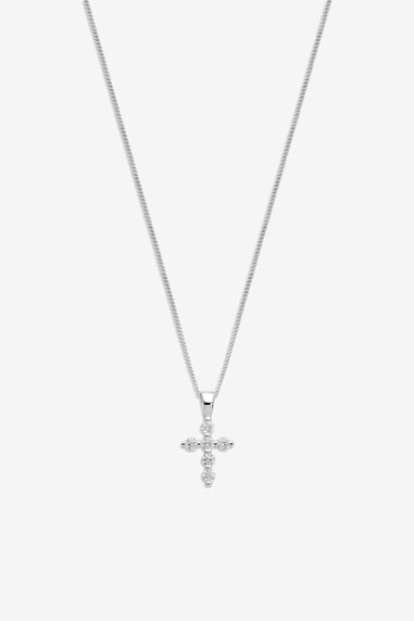 Simply Silver Sterling Silver 925 Cubic Zirconia Mini Cross Pendant