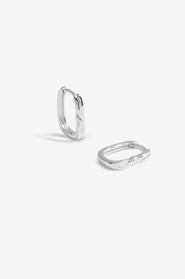 Simply Silver Sterling Silver 925 Polished Rectangular Twist Hoop Earrings