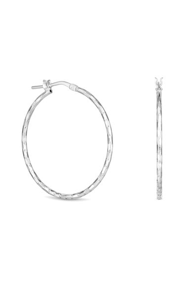 Simply Silver Sterling Silver 925 Fine Diamond Cut Hoop Earrings