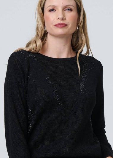 Izabel London Black Sparkly Fine Knit Slim Jumper