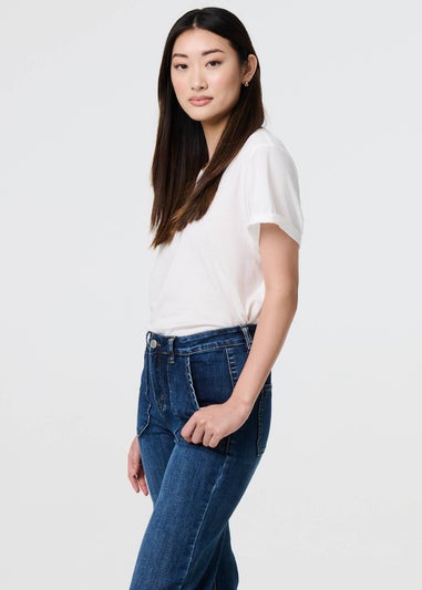 Izabel London Blue Denim Pocket Detail High Waist Jeans