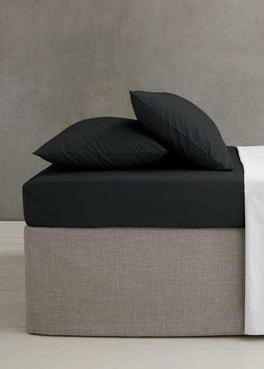 Catherine Lansfield Easy Iron Percale Standard Pillowcase Pair Black