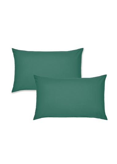 Catherine Lansfield Easy Iron Percale Standard Pillowcase Pair Dark Green