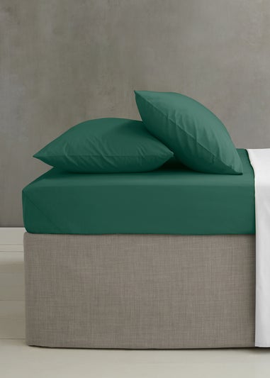 Catherine Lansfield Easy Iron Percale Standard Pillowcase Pair Dark Green