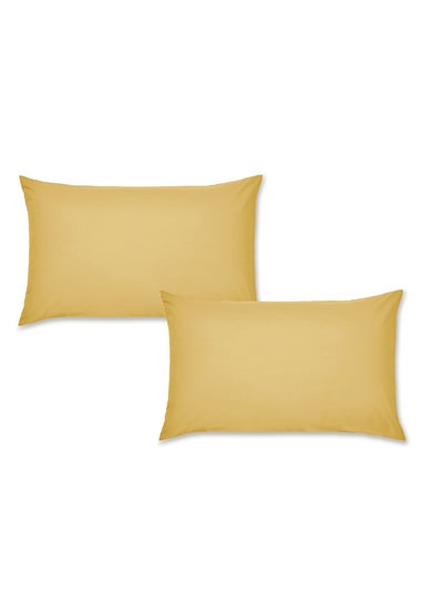 Catherine Lansfield Easy Iron Percale Standard Pillowcase Pair Yellow