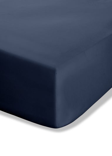 Catherine Lansfield Navy Easy Iron Percale Combed Extra Deep Fitted Sheet