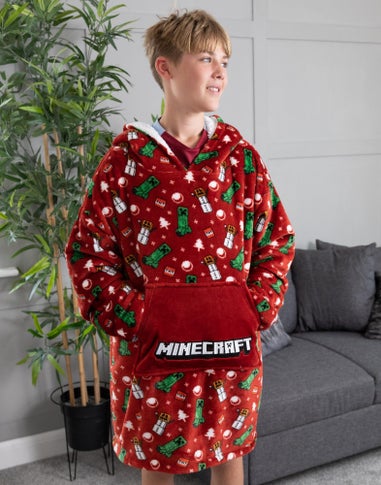 Minecraft Kids Red Christmas Blanket Hoodie