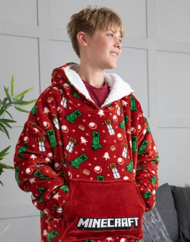 Minecraft Kids Red Christmas Blanket Hoodie