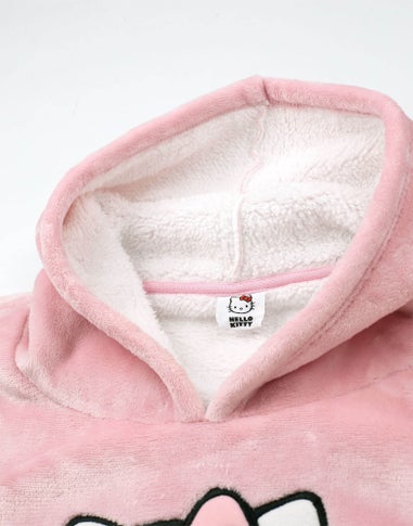 Hello Kitty Pink Character Face Blanket Hoodie