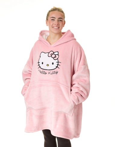 Hello Kitty Pink Character Face Blanket Hoodie