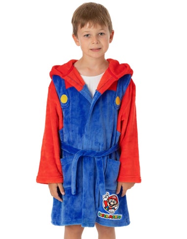 Nintendo Super Mario Boys Blue Dress-Up Hooded Bathrobe (3 - 14 Years)