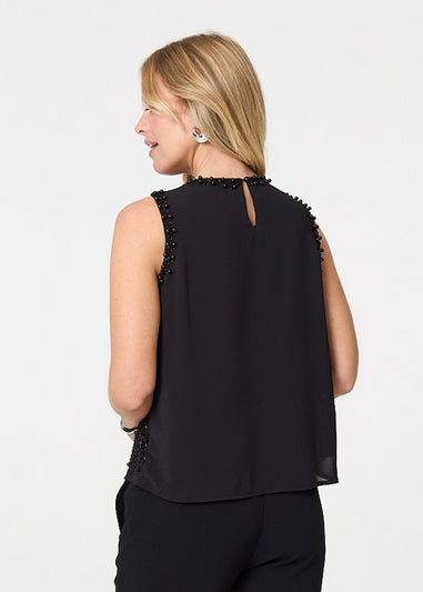 Izabel London Black Sequin Embellished Sleeveless Top