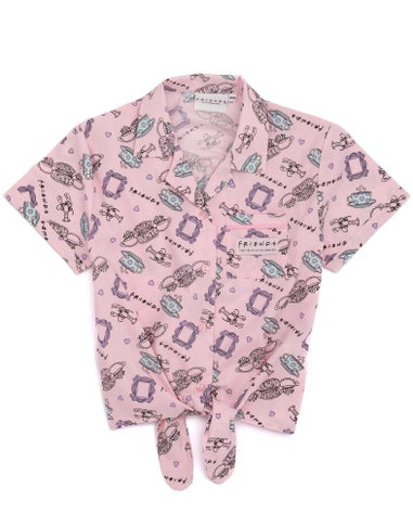 Friends Girls Pink Central Perk Logo Aop Pyjama Set (7 - 13 Years)