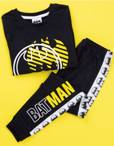 DC Comics Boys Black Stylised Batman Logo Pyjama Set (3 - 14 Years)