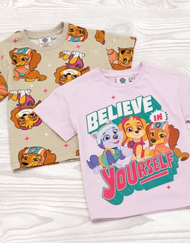 Paw Patrol Girls Multicoloured Believe In Yourself 2 Pack T-Shirts (2 - 7 Years)