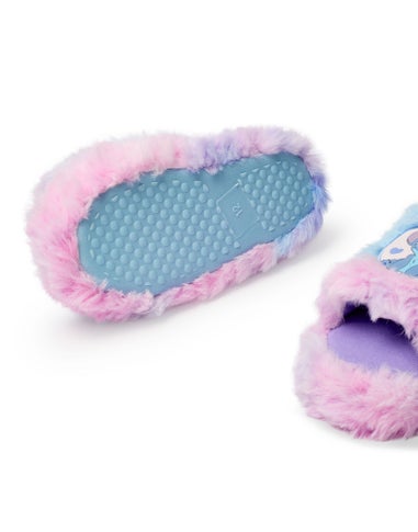 Disney Multicoloured Fluffy Ombre Stitch Character Slider Slippers (12 Younger - 5 Older)