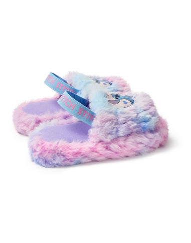 Disney Multicoloured Fluffy Ombre Stitch Character Slider Slippers (12 Younger - 5 Older)