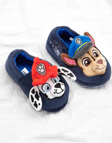 Paw Patrol Boys Blue 3D Characters Slip On Loafer Slippers (6 - 12 Younger)