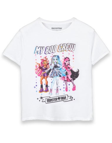 Monster High Girls White Boo Crew Short Sleeved T-Shirt (3 - 14 Years)