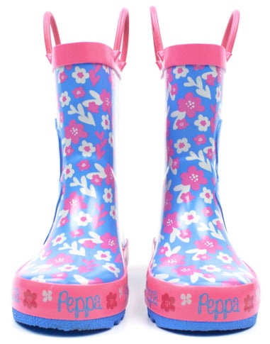 Peppa Pig Girls Blue Peppa Pig Wellington Boots with Handles (4 - 10 Younger)