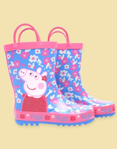 Peppa Pig Girls Blue Peppa Pig Wellington Boots with Handles (4 - 10 Younger)