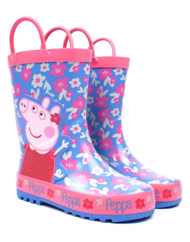 Peppa Pig Girls Blue Peppa Pig Wellington Boots with Handles (4 - 10 Younger)