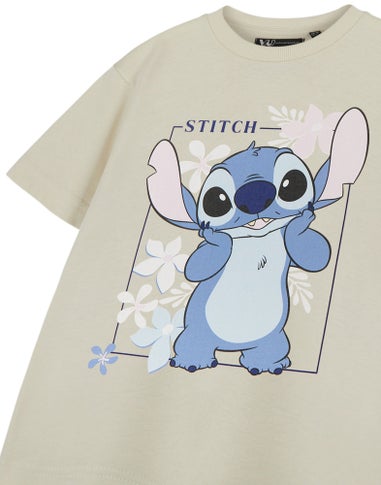 Disney Lilo & Stitch Girls Beige Big Stitch T-Shirt (3 - 14 Years)