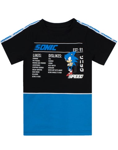 Sonic The Hedgehog Boys Black Sonic Stats Graphic T-Shirt (4 - 14 Years)