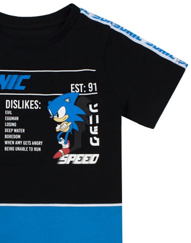 Sonic The Hedgehog Boys Black Sonic Stats Graphic T-Shirt (4 - 14 Years)