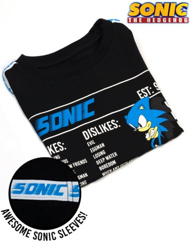 Sonic The Hedgehog Boys Black Sonic Stats Graphic T-Shirt (4 - 14 Years)