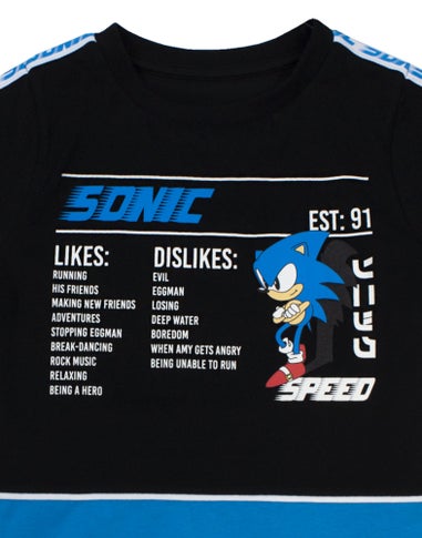 Sonic The Hedgehog Boys Black Sonic Stats Graphic T-Shirt (4 - 14 Years)