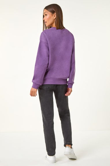 Roman Purple Floral Embroidered Sweatshirt