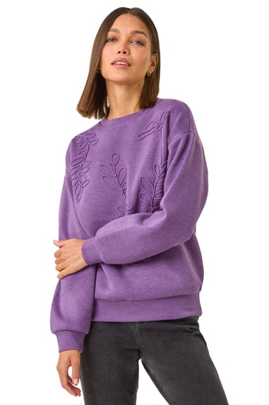 Roman Purple Floral Embroidered Sweatshirt