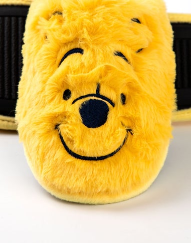 Winnie the Pooh Womens Yellow Embroidered Face Mule Slippers