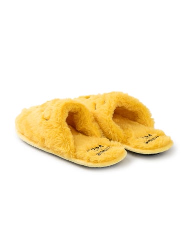 Winnie the Pooh Womens Yellow Embroidered Face Mule Slippers