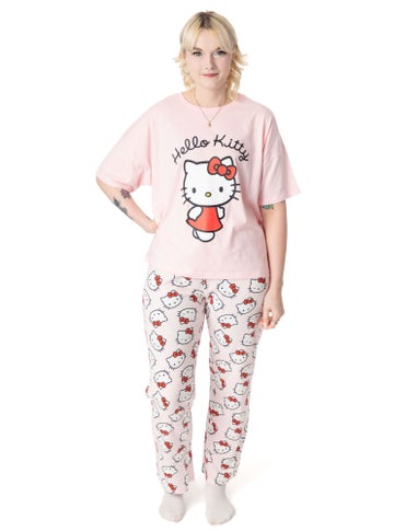 Hello Kitty Womens Pink Character Pyjama Set