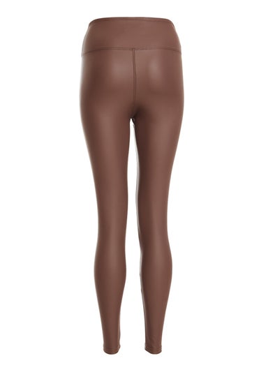 Quiz Brown Faux Leather Leggings