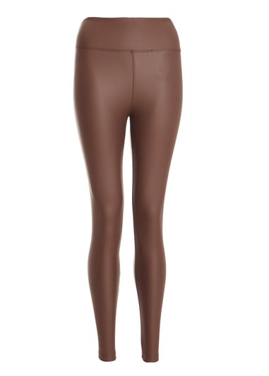 Quiz Brown Faux Leather Leggings