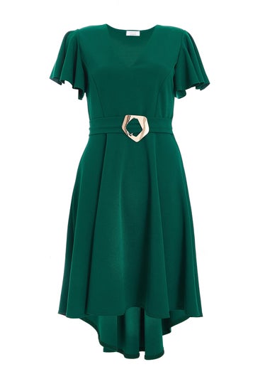 Quiz Green Petite Dip Hem Dress