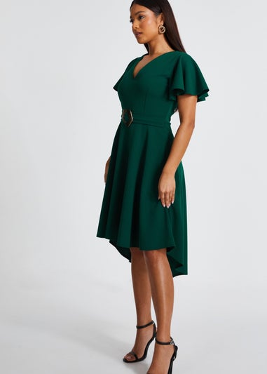 Quiz Green Petite Dip Hem Dress