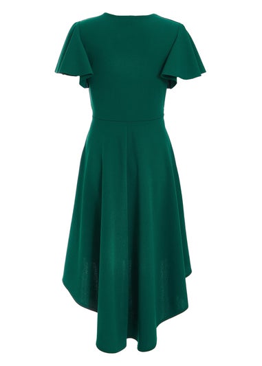 Quiz Green Petite Dip Hem Dress