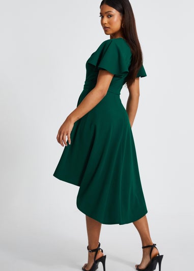 Quiz Green Petite Dip Hem Dress