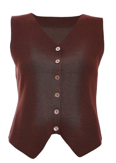 Quiz Brown Knitted Waistcoat