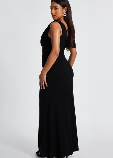 Quiz Black Petite One Shoulder Maxi Dress