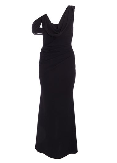 Quiz Black Petite One Shoulder Maxi Dress