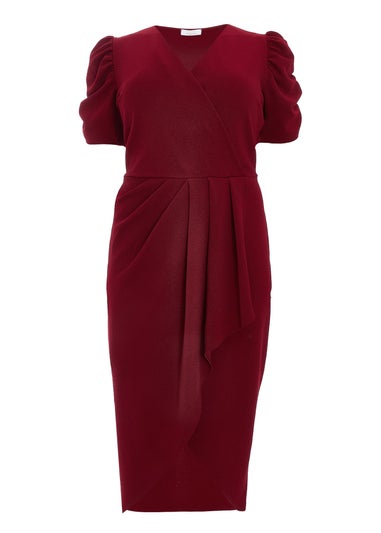 Quiz Red Curve Wrap Midi Dress