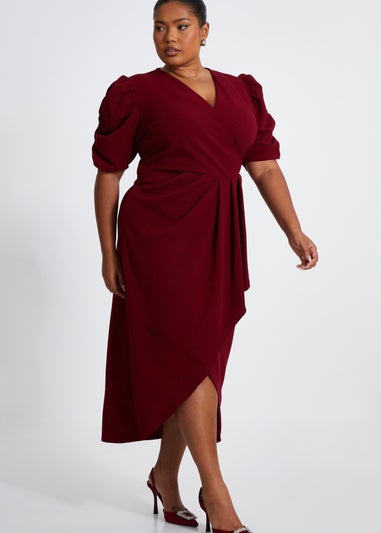 Quiz Red Curve Wrap Midi Dress