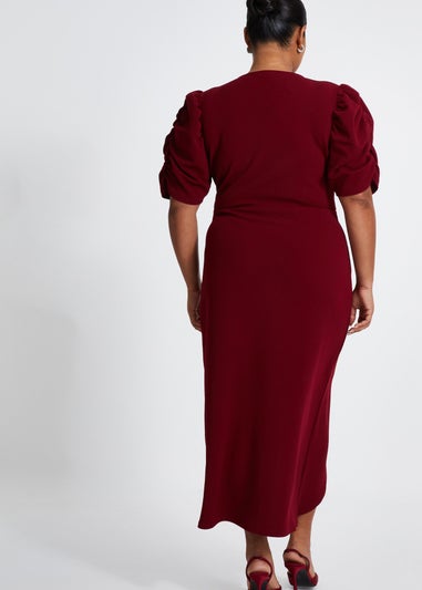 Quiz Red Curve Wrap Midi Dress